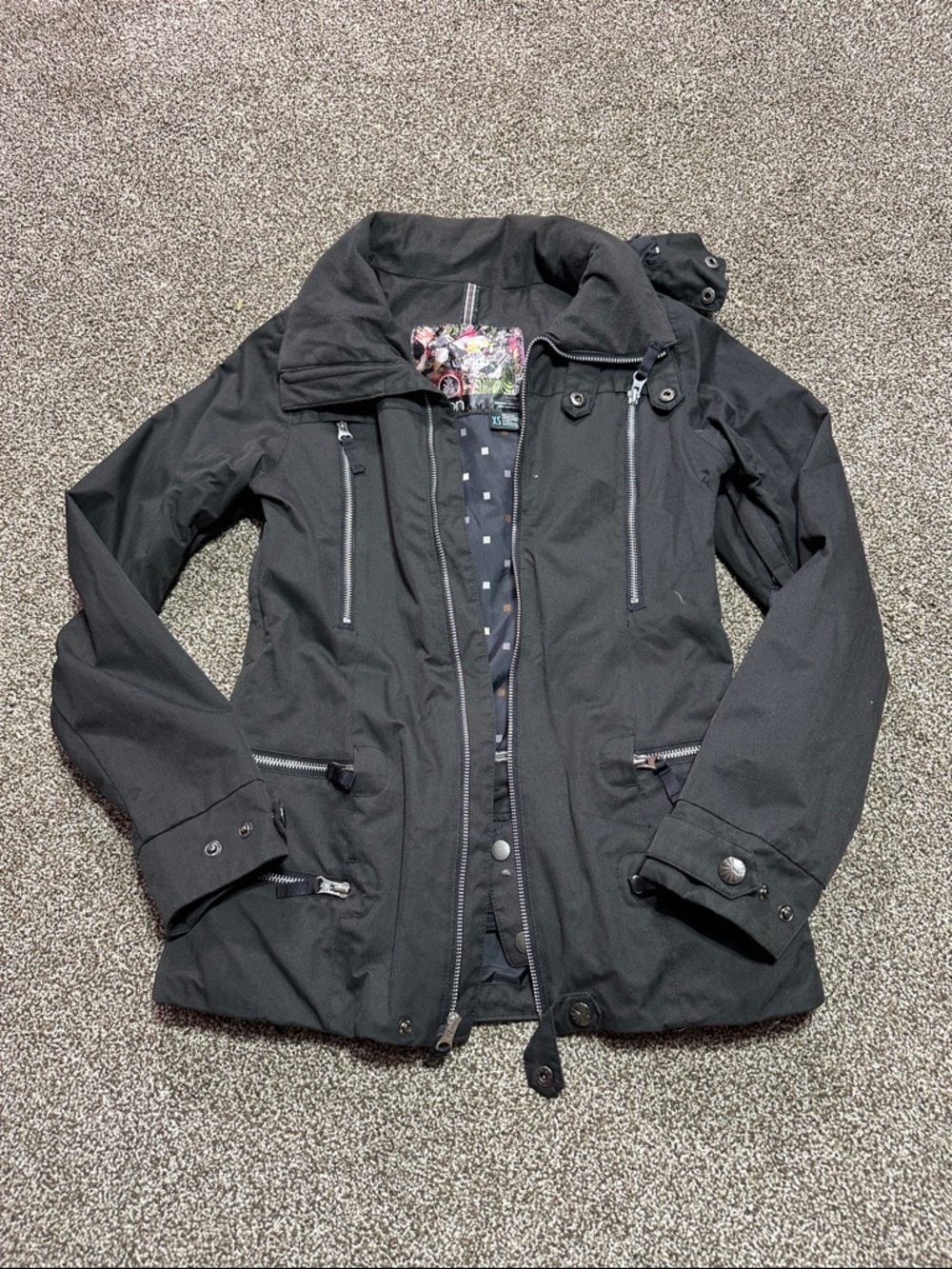 Burton dry ride ski snow jacket with zippers XS black